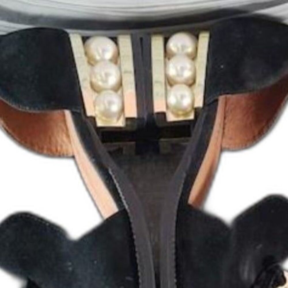 Jeffrey Campbell Civil Studded Loafer In Black Suede with Gold Hardware & Pearls - Picture 5 of 9